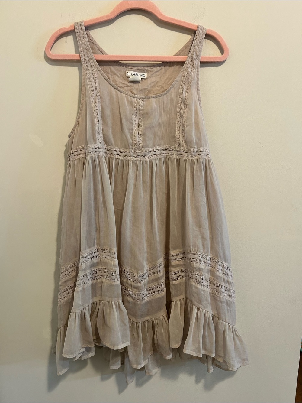 Billabong Taupe Ruffled Tiered Blouse